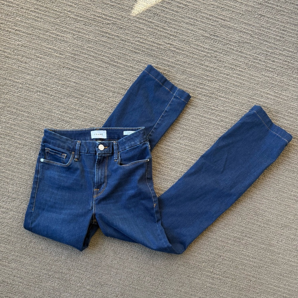 Frame Dark Wash Le Mini Boot Jeans - Size 28